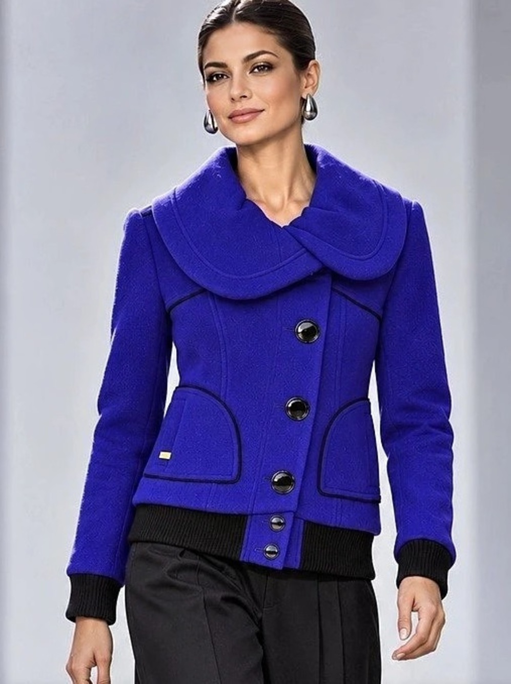 🇨🇦 Soia & Kyo Canadian Designer Royal Blue Wool Jacket Size M